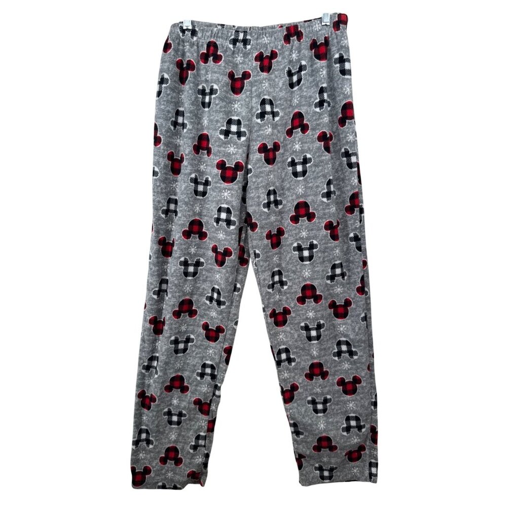 Disney Womens Pajama Pants Sz L Fleece Pull-On Mickey Mouse Soft Cozy Christmas
